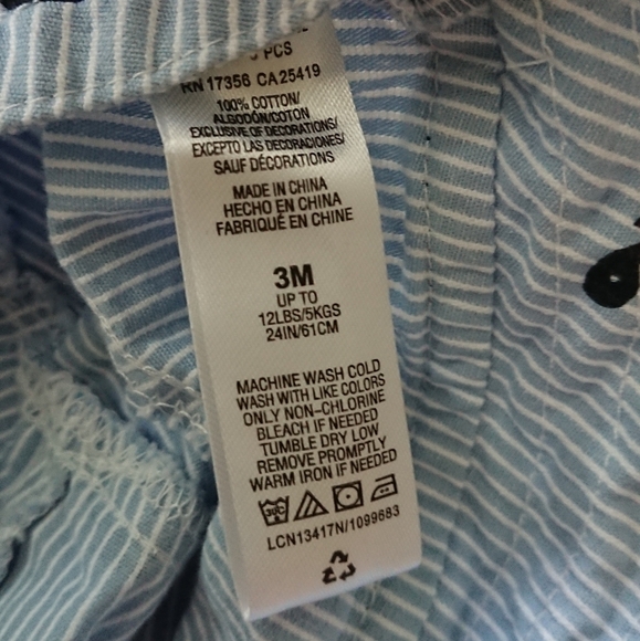 Little Me adorable Striped Baby Romper with matching Hat 3M - Picture 7 of 11